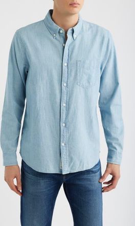 AG - Adriano Goldschmied Dean Chambray Button-Down Oxford Shirt in Desert Breeze at Nordstrom, Size Xx-Large