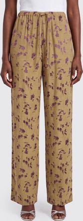 Dries Van Noten Pantaloni palazzo in raso con stampa floreale e coulisse