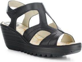 FLY London Yotu Platform Wedge Sandal in 000 Black Mousse at Nordstrom Rack, Size 10-10.5Us / 41Eu