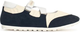 Marni balerina in stof en zwart su&egrave;de