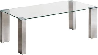 Home Heavenly Mesa de centro de cristal y patas metal 110x55x40 cm