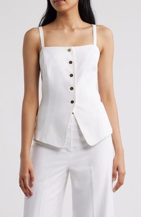 Tahari by ASL Cutaway Sleeveless Top in White at Nordstrom, Size 10