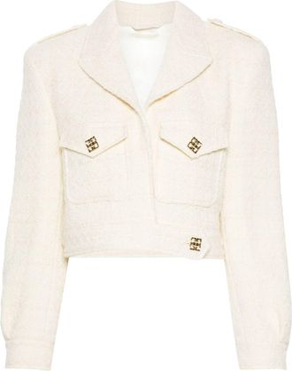 Givenchy cropped tweed jacket - women - Polyester/Wool/Cupro - 36 - Neutrals