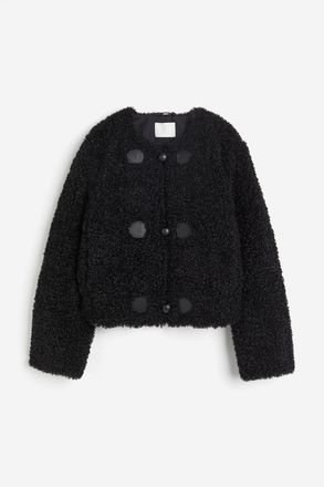 H&M Kurze Jacke aus Teddyfleece - Schwarz