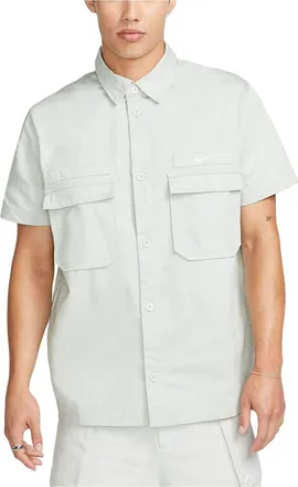 Nike Life Woven Military Short-Sleeve Button-Down Shirt Light Silver DX3341-034