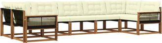 vidaXL Conjunto De Sof&aacute;s De Exterior 7 Uds. Natural Y Crema Vidaxl
