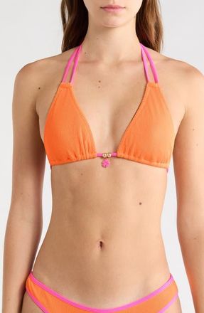 Kulani Kinis Halter Bralette Bikini Top in Peach Pop at Nordstrom, Size X-Small