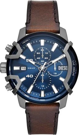 Diesel Griffed Chronograph Horloge - Heren - Horloges - Bruin - ONE Size - Leer - Accessoires