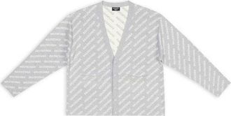 Balenciaga Mini Allover Logo Cardigan Light Grey White 699822T32331461