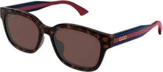 Gucci Zonnebril met vierkant montuur en lage neusbrug - unisex - Zonnebrillen - Bruin - 56 MM - Accessoires