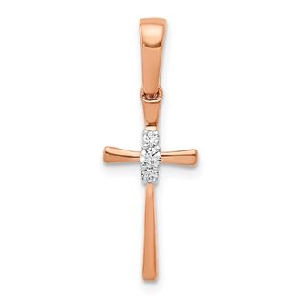 Diamond2Deal 10k Rose Gold.03ct. Diamond Cross Pendant