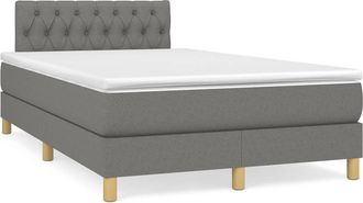vidaXL Vidaxl - Cama Box Spring Con Colch&oacute;n Y Led Tela Marr&oacute;n Oscuro 120x190 Cm