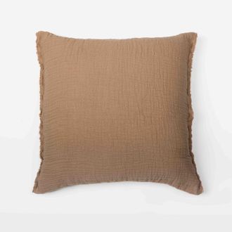 Maison d'&eacute;t&eacute; Funda de cojin de algod&oacute;n y lino gofrado canela 65X65 CM