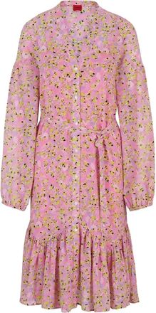 BOSS Abito midi a fiori con cintura - Rosa
