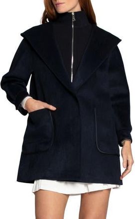 Belle & Bloom Next To You Coat with Rib Knit Bib in Navy at Nordstrom Rack, Size X-Small