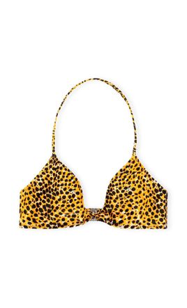 Ganni Orange Leopard Print Bikini Top - Size 10/12 Elastane