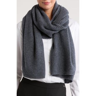 Nordstrom Cashmere Rib Scarf in Grey Medium Charcoal Heather at Nordstrom Rack