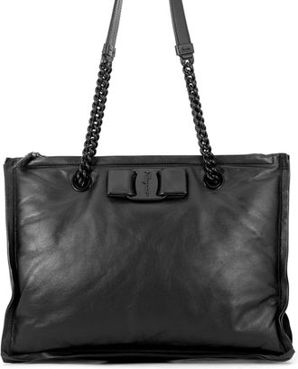 Ferragamo Black Leather Handbag Tote Bag (Pre-Owned)