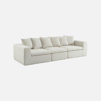 Sweeek Sof&aacute; Envasado Al Vac&iacute;o Modular De Tela Chenilla, 4 Plazas