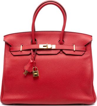 Herm&egrave;s Borsa a mano Birkin Retourne 35 in pelle Togo 2011 - Rosso