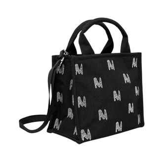Msgm Msgm, Tassen, Dames, Zwart, ONE Size, Katoen, Mini Crossbody Tas