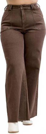 Judy Blue Retro High Waist Wide Leg Jeans - Plus In Brown