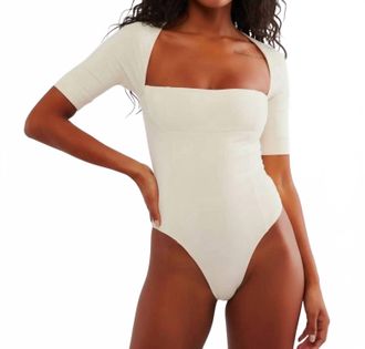 Free People Everly Square Neck Bodysuit In Tofu