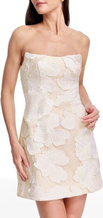 Dress The Population Amity Floral Embroidered Strapless Cocktail Minidress in White Multi at Nordstrom, Size Xx-Small