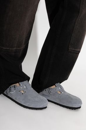 Birkenstock Boston Rivet Border Slides, Womens, Blue