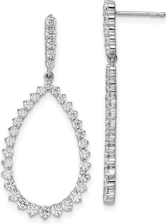 Diamond2Deal 14k White Gold 1 1/2 ct Lab Grown Diamond Fancy Dangle Hoop Earrings VS Clarity, D-E Color