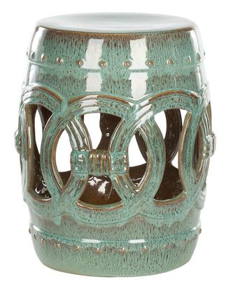 Safavieh Indoor/Outdoor Blue-Green Ceramic Double Coin Stool