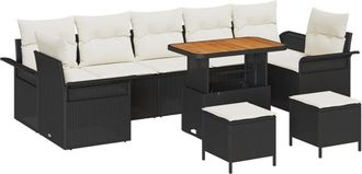 vidaXL Vidaxl - Garden Sofa Set Height-Adjustable 10 pcs Black Poly Rattan