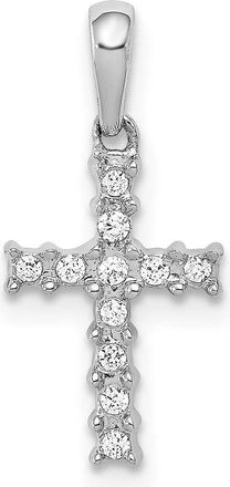 Diamond2Deal 10K White Gold 1/20ct. Diamond Latin Cross Pendant