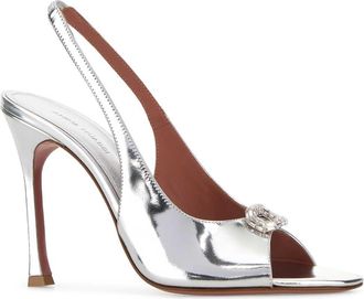 Amina Muaddi Camelia Slingback Heel - Silver