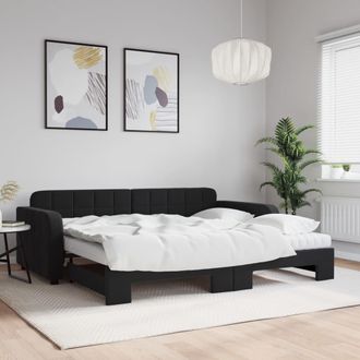 vidaXL Vidaxl - Sof&aacute; Cama Nido Con Colch&oacute;n Terciopelo Negro 90x190 Cm