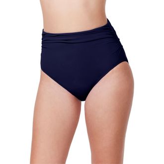 Gottex Tutti Frutti Shirred High Waist Swim Bottom in Navy at Nordstrom, Size 10