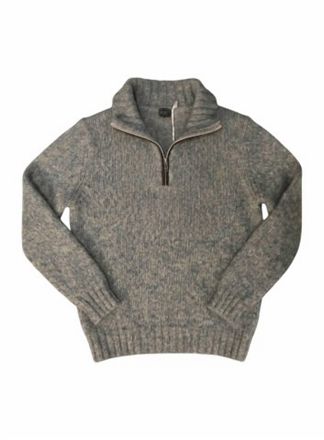 Fedeli Mens Eco Alpaca Zip Up Sweater In Grey