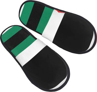 Generic Furry Slippers Palestine Flag Printing Fuzzy Slippers Warm Non Slip House Slipper For Spa Indoor Travel M