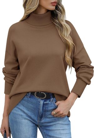 Heekpek PASUDA Womens Jumpers Turtle Neck Sweaters Winter Long Sleeve Tops Autumn Soft Pullover Elegant Ladies Jumper Casual Loose Sweatshirts Knit Pullover T