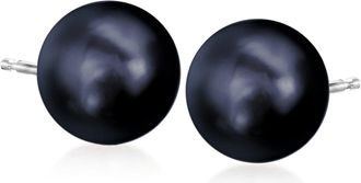 Ross-Simons 10-11mm Black Cultured Pearl Stud Earrings in 14kt White Gold