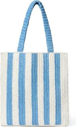 Loeffler Randall Orion Raffia Book Tote Bag in Light Blue/White Stripe at Nordstrom Rack