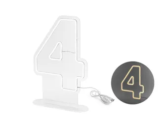 OEM Neon Led - Numero 4, Bianco, 50 Cm
