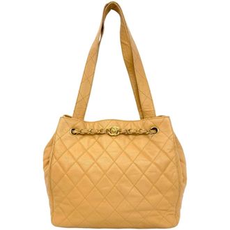 Chanel Beige Grained Calfskin Tote Bag (Pre-Owned)