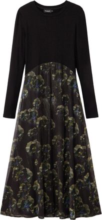 Desigual Black Printed Long Sleeve Dress