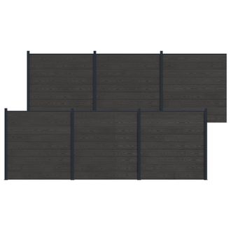 vidaXL Panel De Valla 6 Pcs Wpc Y Aluminio Negro Vidaxl