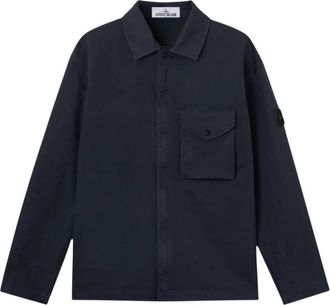 Stone Island Broken Twill Old Effect Overshirt - Heren - Zomerjassen - Blauw - L - Katoen - Jassen