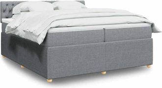 vidaXL Vidaxl - Cama Box Spring Con Colch&oacute;n Tela Gris Claro 200x200 Cm