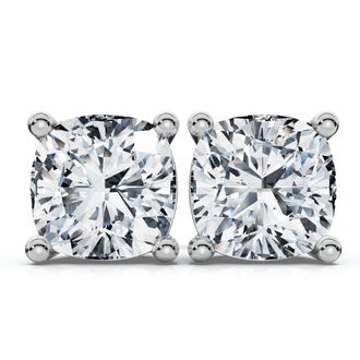 Pompeii3 2Ct TW Cushion Diamond Studs 14k Gold Lab Grown Size: Small