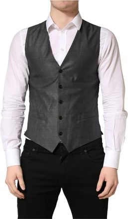 Dolce & Gabbana Vest - Heren - Gillet - Grijs - S - Wol - Kostuums