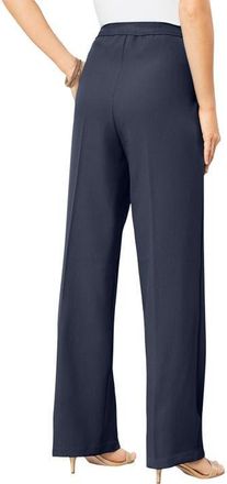 Roaman's Plus Size Wide Leg Bend Over Pant in Navy at Nordstrom, Size 34